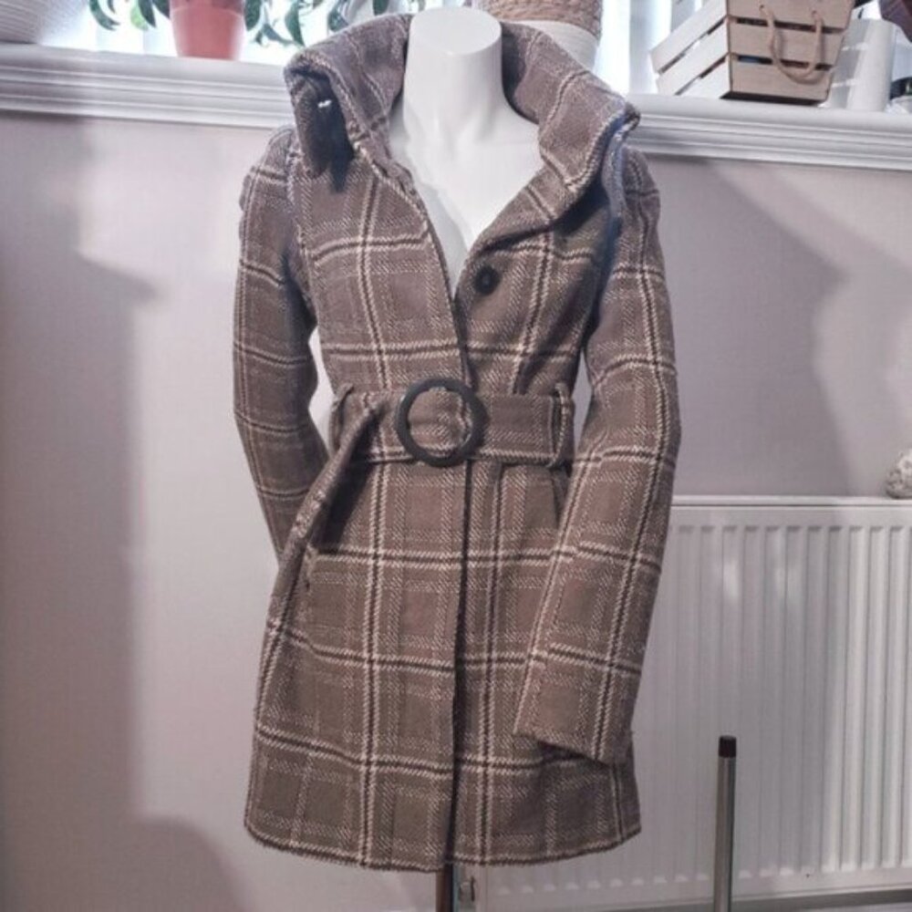 SOLD- COSTA BLANCA-  Plaid Peacoat- Size 4 (Wool Blend)